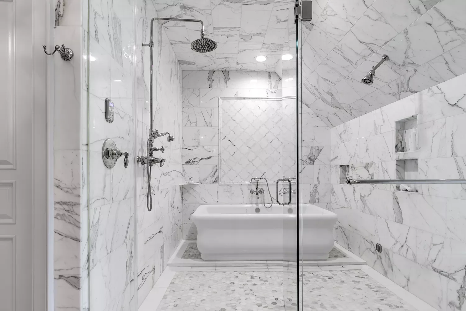 22 Stunning Bathroom Ceiling Designs That Will Transform Your Space 7 Use Large Marble Tiles