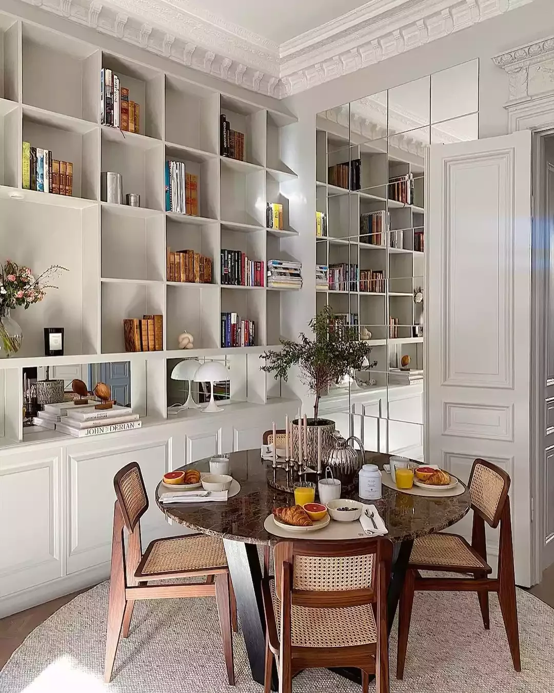 22 Stunning Floor-to-Ceiling Shelf Ideas That Maximize Style and Storage Use Mirrors