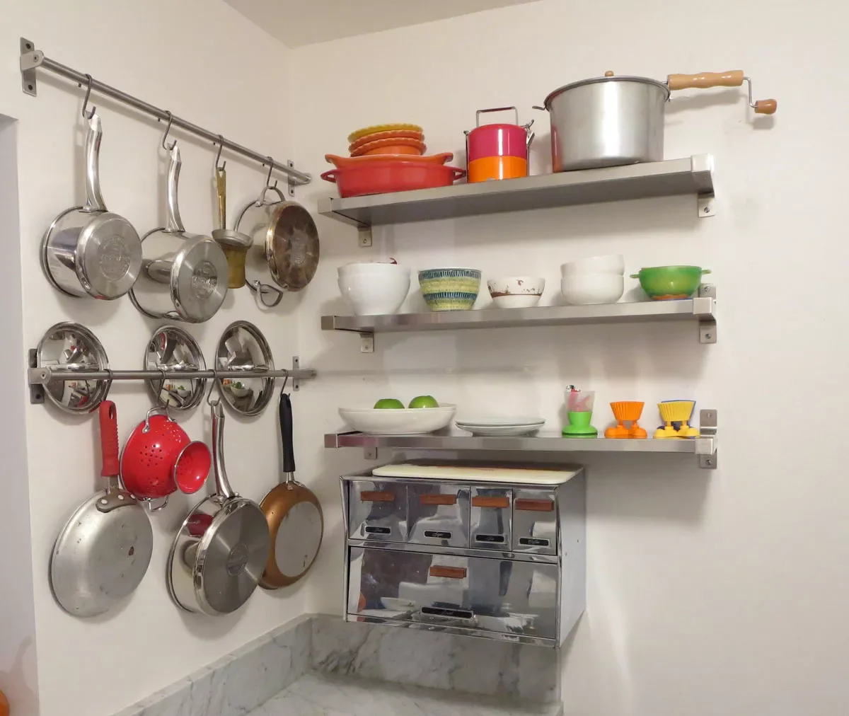 50 Brilliant Small Kitchen Storage Solutions That Will Transform Your Space Use Open Shelves for Pot and Pan Wall Storage