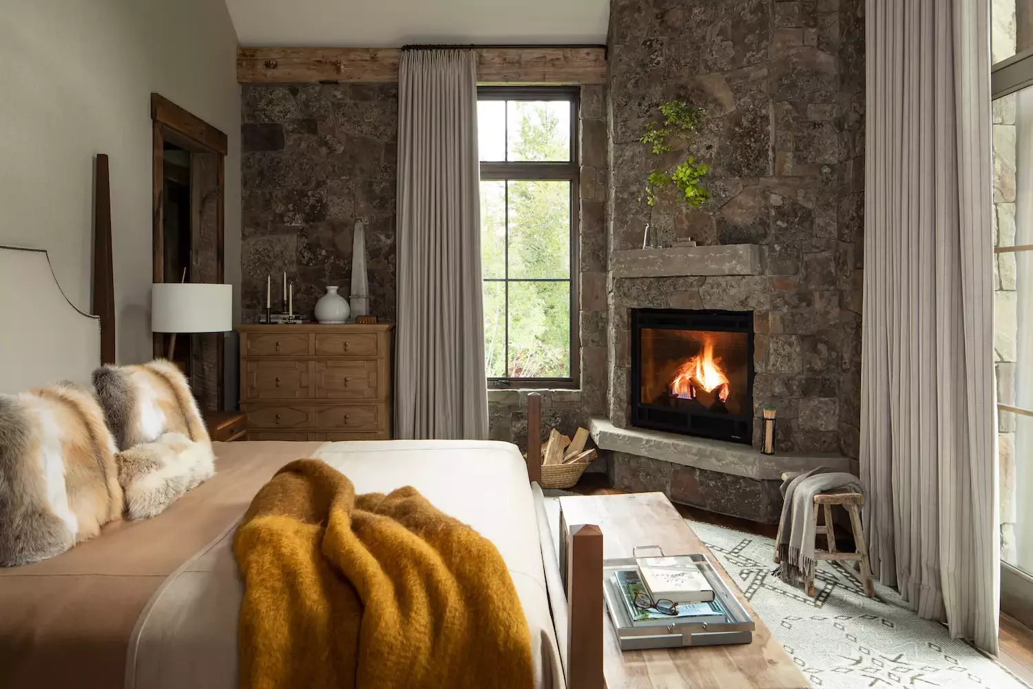 55 Stunning Bedroom Fireplace Ideas That Will Transform Your Sleep Sanctuary 33 Use Stacked Stone