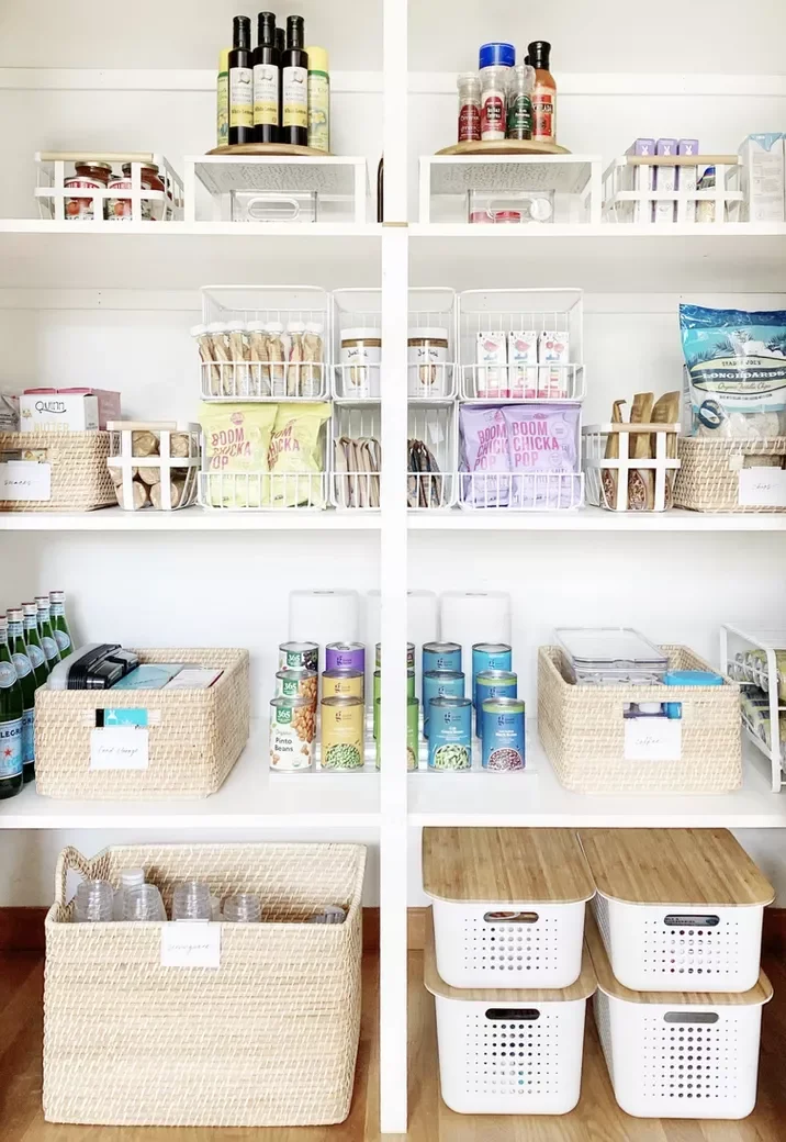58 Smart Kitchen Organization Ideas That Will Transform Your Space Into a Clutter-Free Haven Use Stacking Baskets