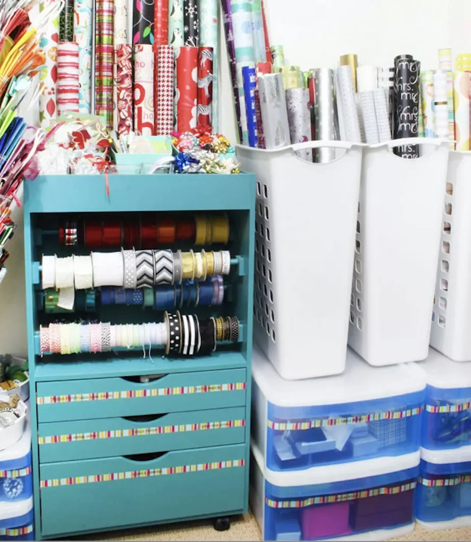 18 Creative Gift Wrap Storage Solutions That Banish Holiday Clutter Use Tall Laundry Hampers