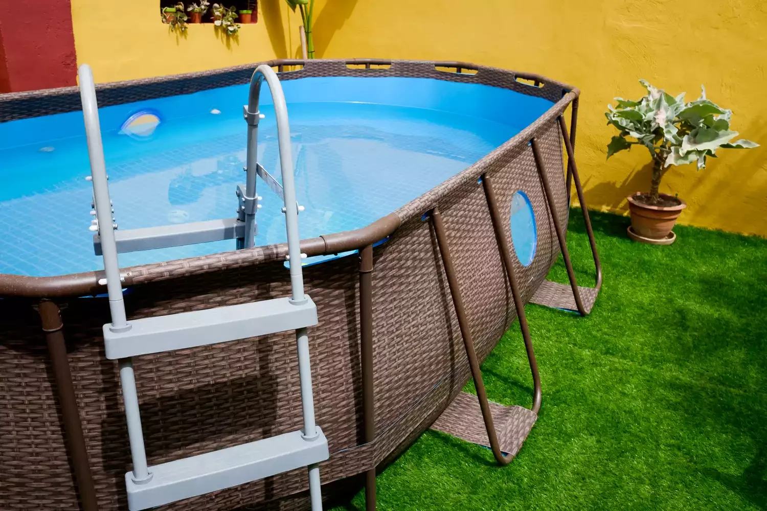 37 Brilliant Above-Ground Pool Deck Ideas That Won't Break Your Budget 32 Use Turf Grass