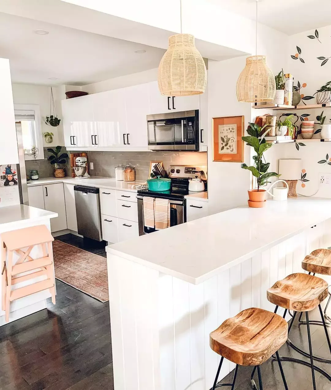 20 Creative Kitchen Accent Wall Ideas That Will Transform Your Cooking Space 19 Use Wallpaper to Section Off Your Space