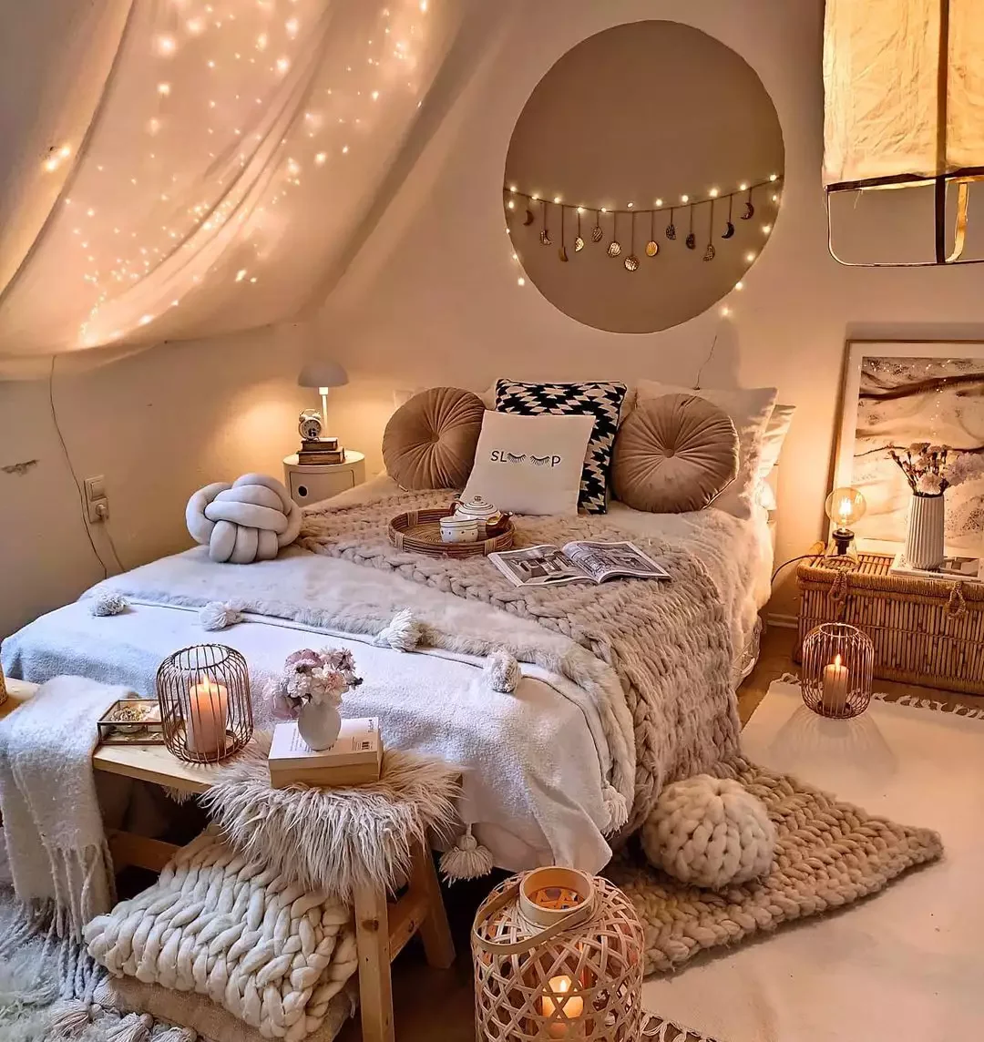 37 Beautiful Aesthetic Bedroom Ideas to Transform Your Space 24 Use Warm Lighting
