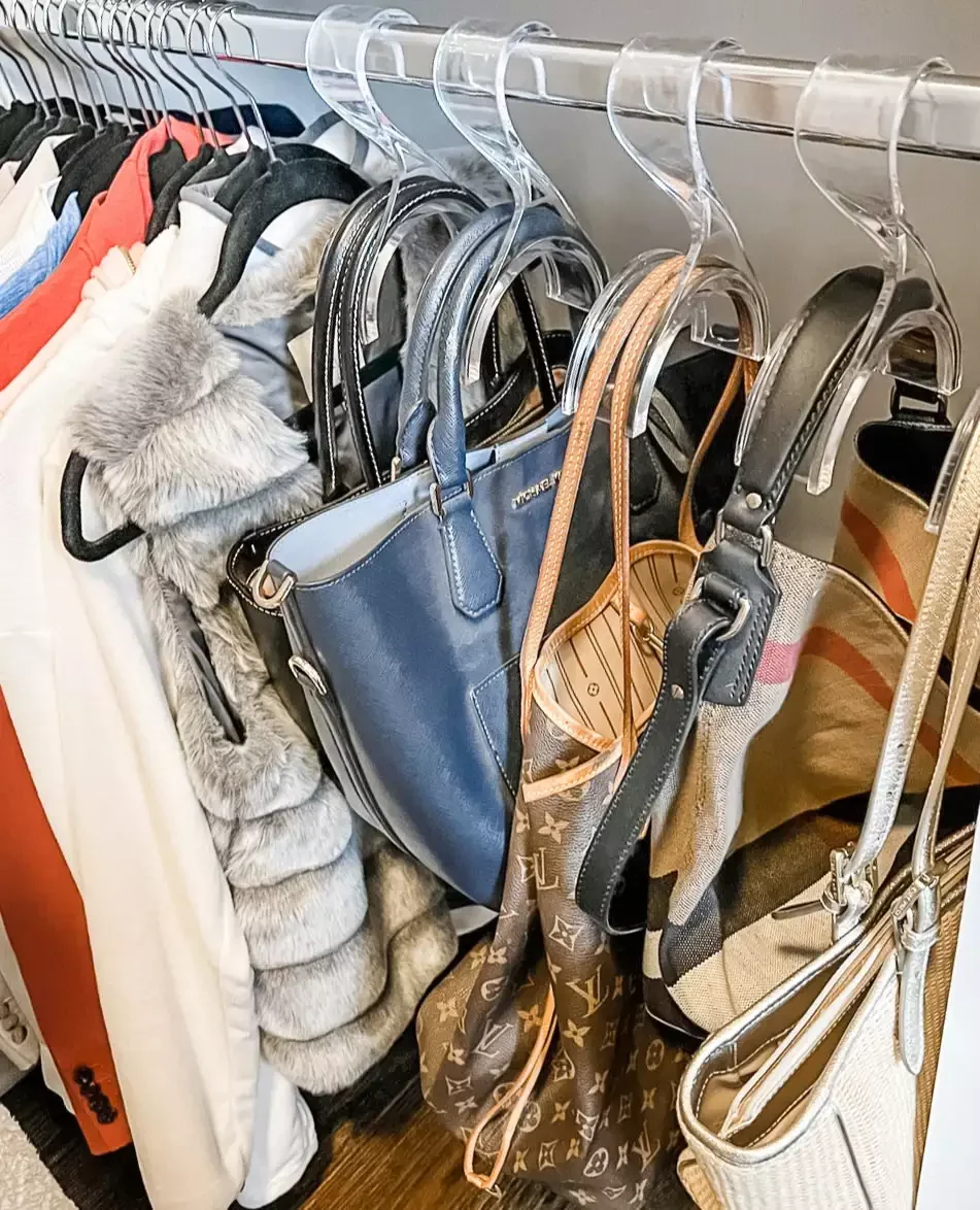 32 Brilliant Small Closet Organization Ideas That Actually Work Use a Hanging Organizer for Handbags