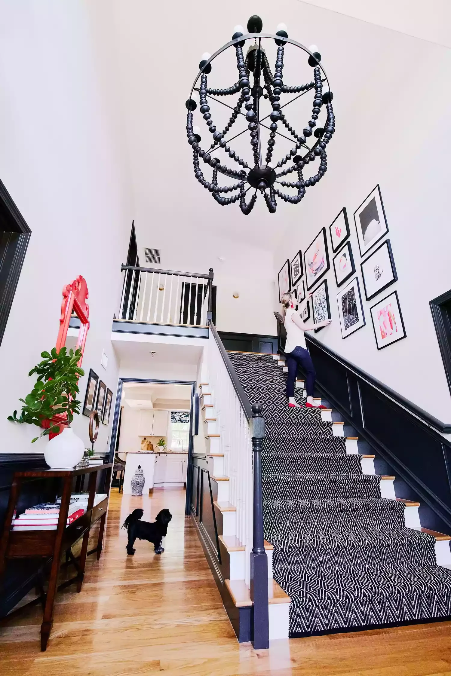 32 Staircase Design Ideas That Transformed Homes This Year Use a Patterned Runner