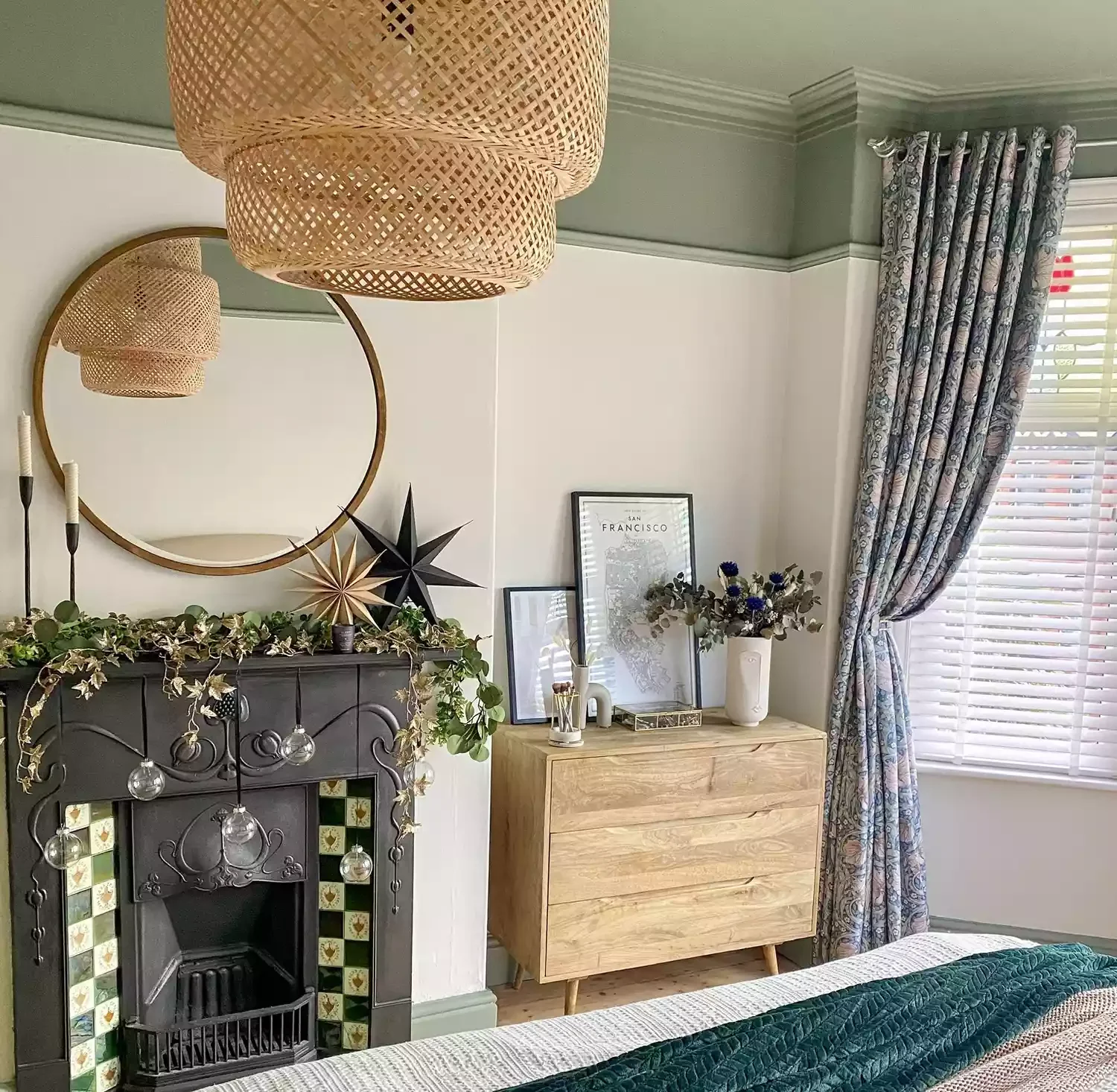 20 Beautiful Bedroom Curtain Ideas That Will Transform Your Space 8 Use a Print From Your Favorite Artist or Designer