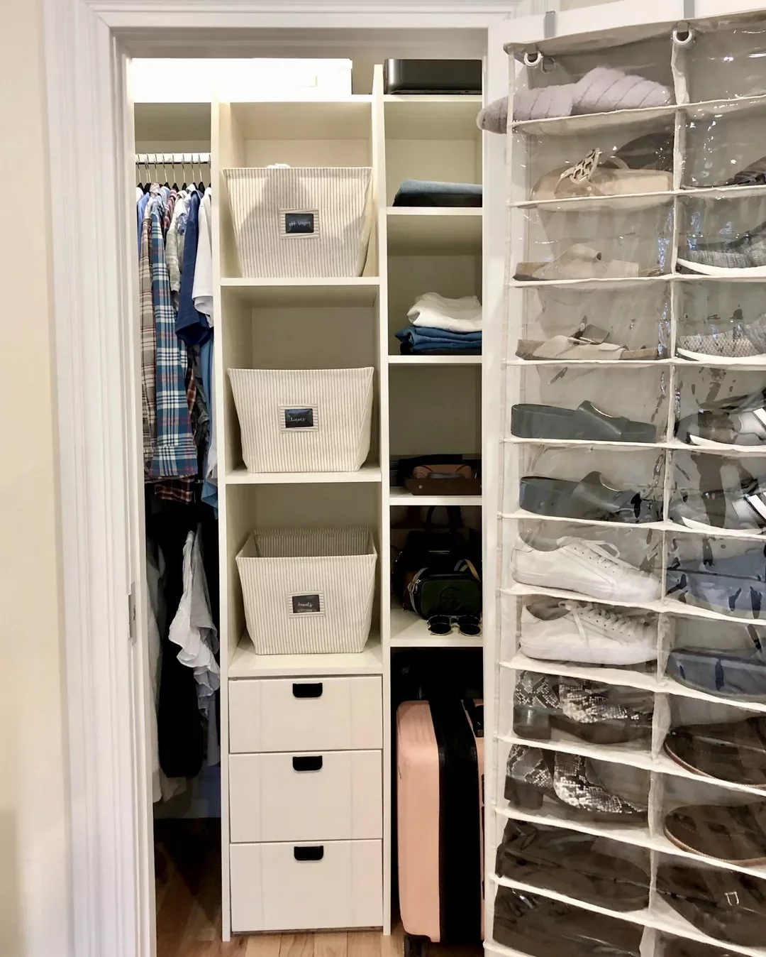 32 Brilliant Small Closet Organization Ideas That Actually Work Use a Shoe Rack With Pockets