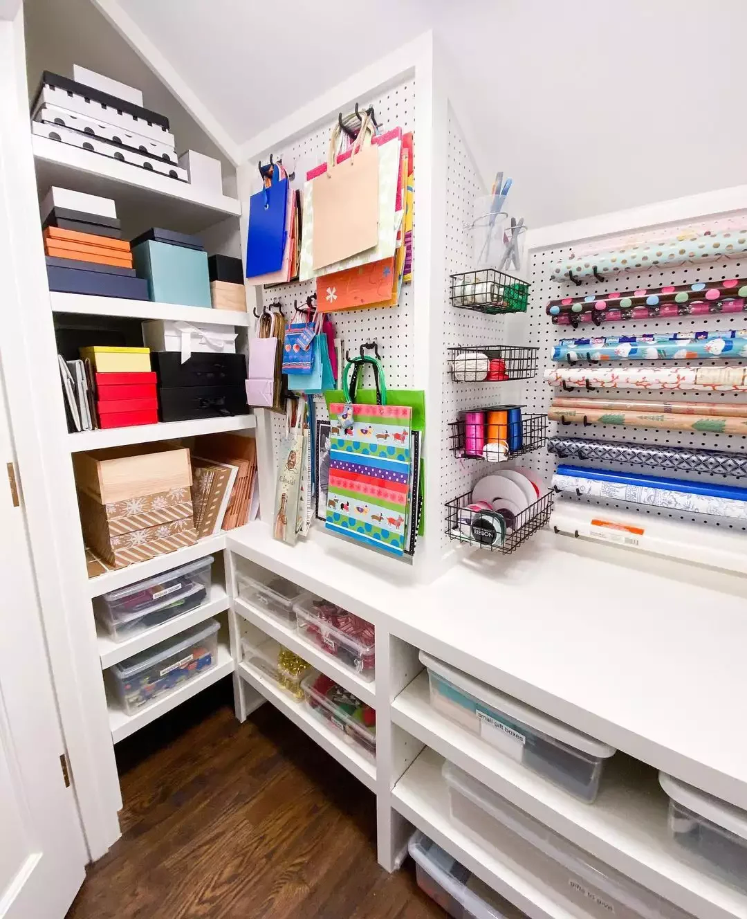 18 Creative Gift Wrap Storage Solutions That Banish Holiday Clutter Utilize a Pegboard
