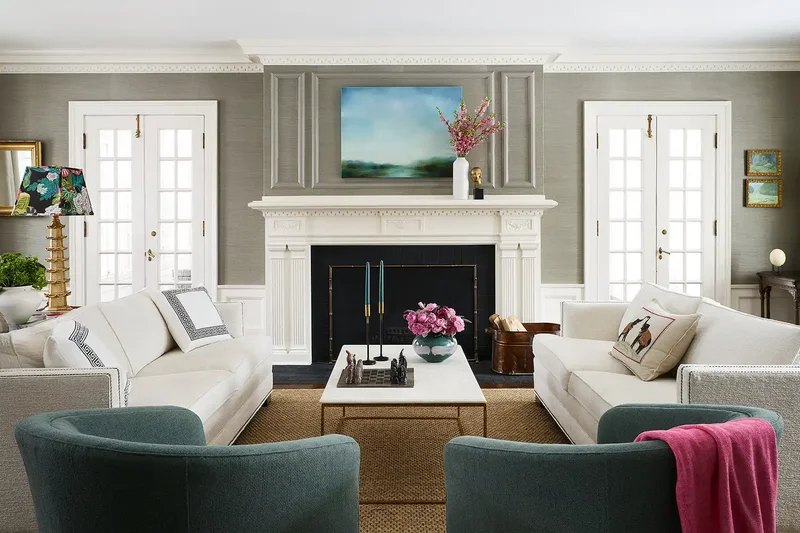 32 Living Room Mantle Decor Ideas That Add Style and Warmth 22 Wainscotting and Bright Art