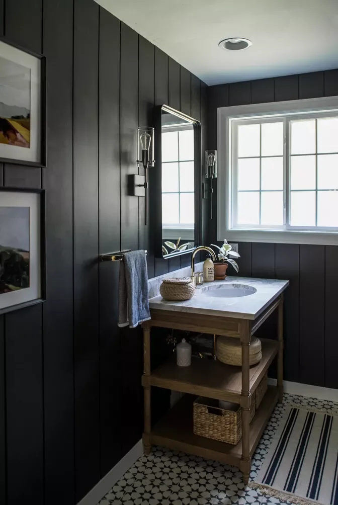 32 Powder Room Design Ideas That Turn Your Small Space Into a Style Statement Wall Paneling