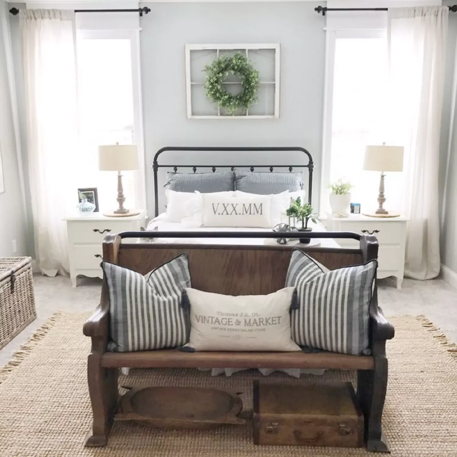 49 Stunning Farmhouse Bedroom Designs That Will Transform Your Space 50 Wall Wreath