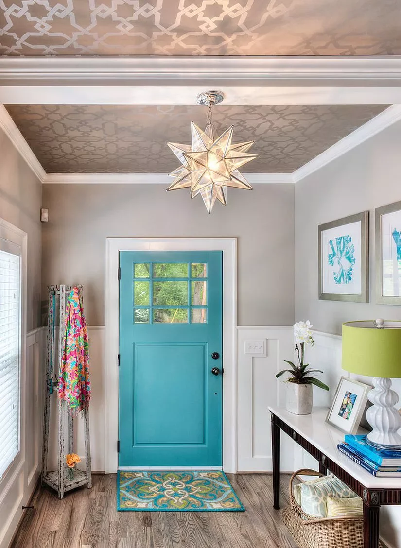 22 Breathtaking Entryway Designs That Create Stunning First Impressions 6 Wallpaper on the Ceiling in an Entryway
