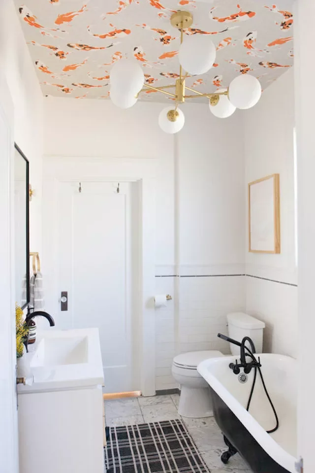 38 Stylish Teen Bathroom Ideas That Balance Fun and Sophistication 21 Wallpaper the Ceiling