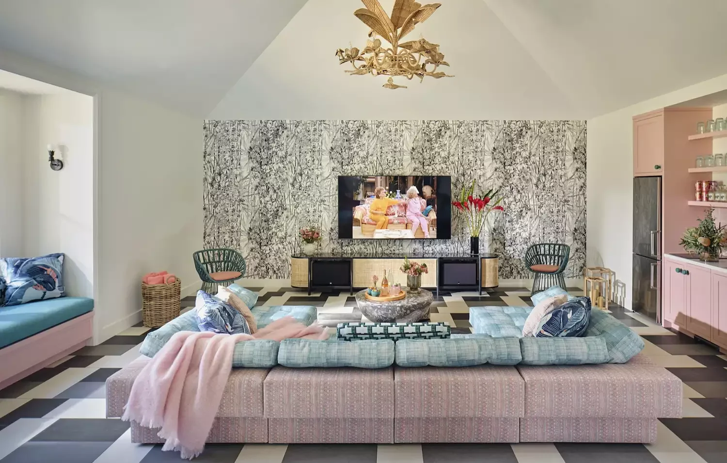 35 Stylish TV Wall Ideas That Transform Your Living Space 6 Wallpapered TV Wall