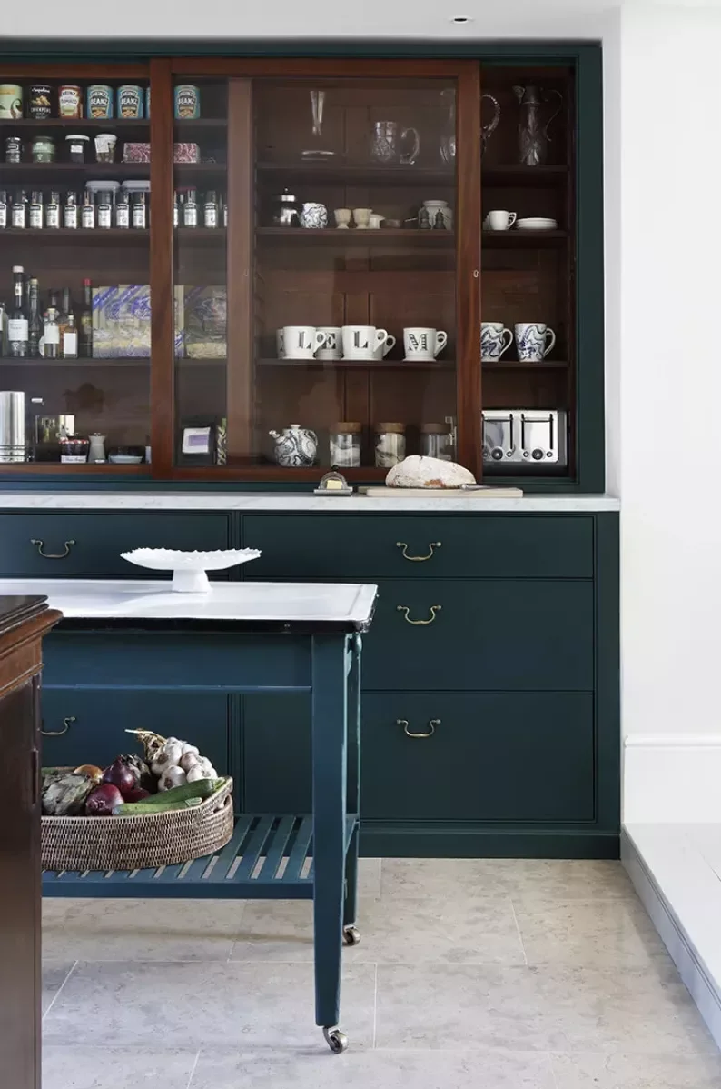 Walnut Hutch With White Counters