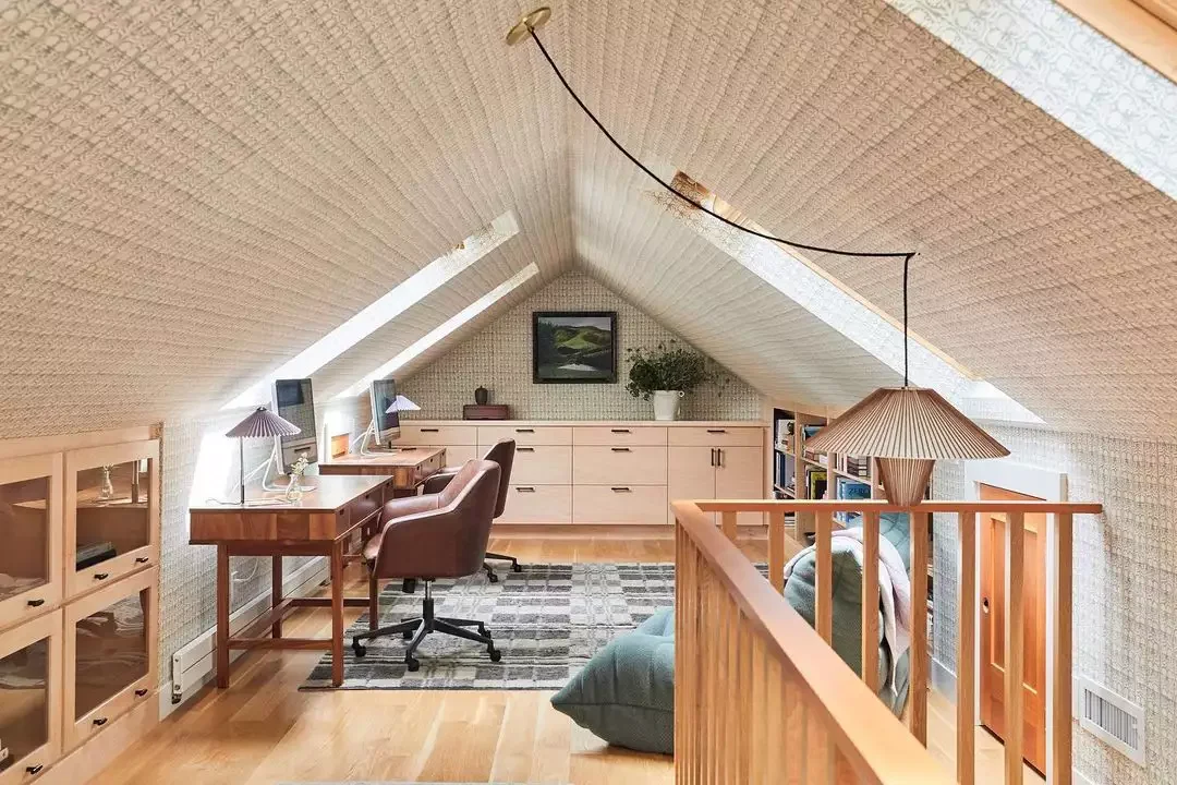 20 Breathtaking Attic Transformations That'll Inspire Your Next Project 13 Warm Attic Office