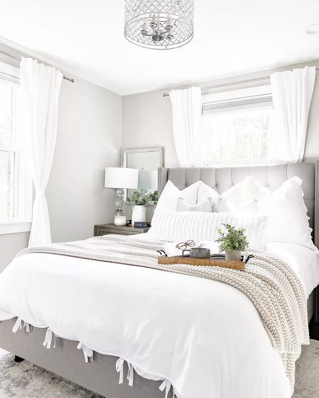 40 White Bedroom Ideas That Will Transform Your Space Into a Stunning Retreat 12 White Bedroom With Gray Headboard