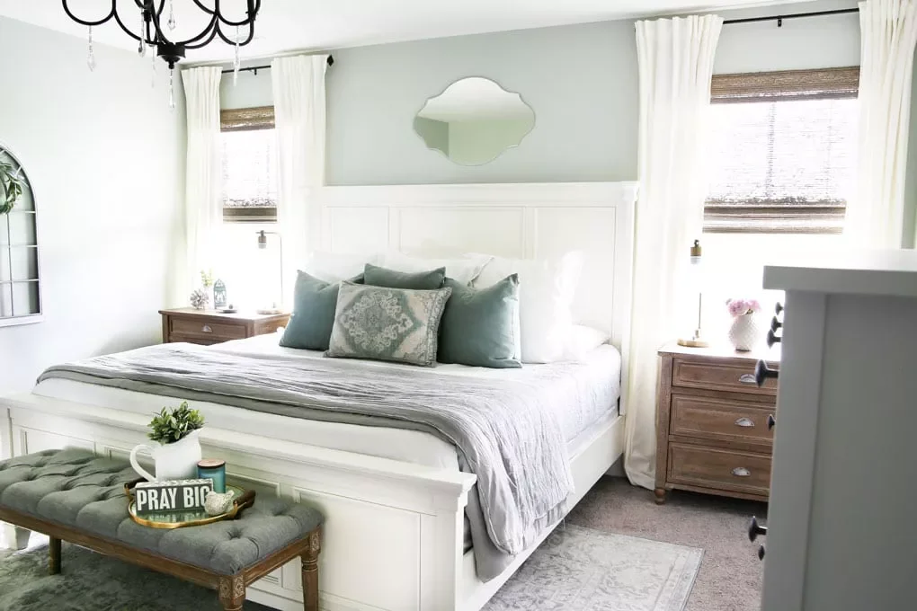 40 White Bedroom Ideas That Will Transform Your Space Into a Stunning Retreat 11 White Bedroom With Green and Blue Accents