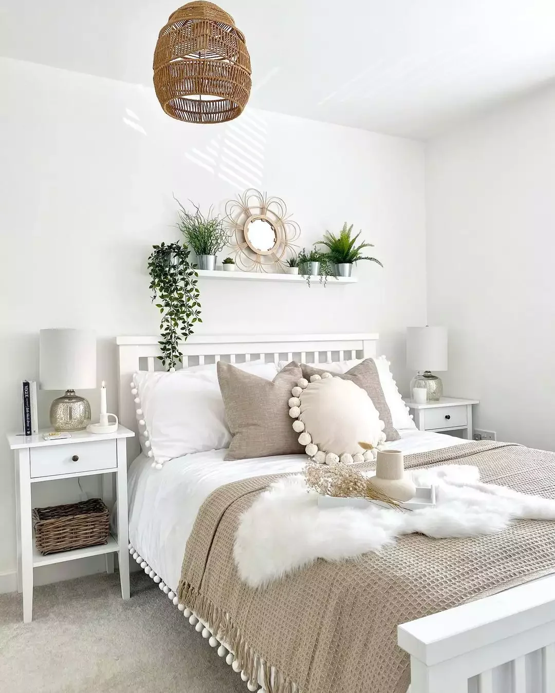 40 White Bedroom Ideas That Will Transform Your Space Into a Stunning Retreat 24 White Bedroom With Soft Sheepskin
