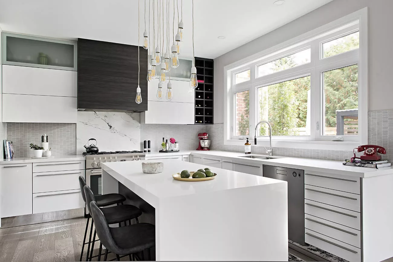 39 Modern Kitchen Design Ideas That Transform Your Home White Kitchen With Waterfall Island