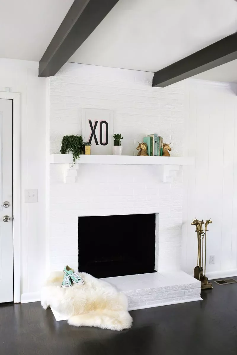 34 Stunning Painted Brick Fireplace Ideas to Transform Your Space 32 White and Black Fireplace