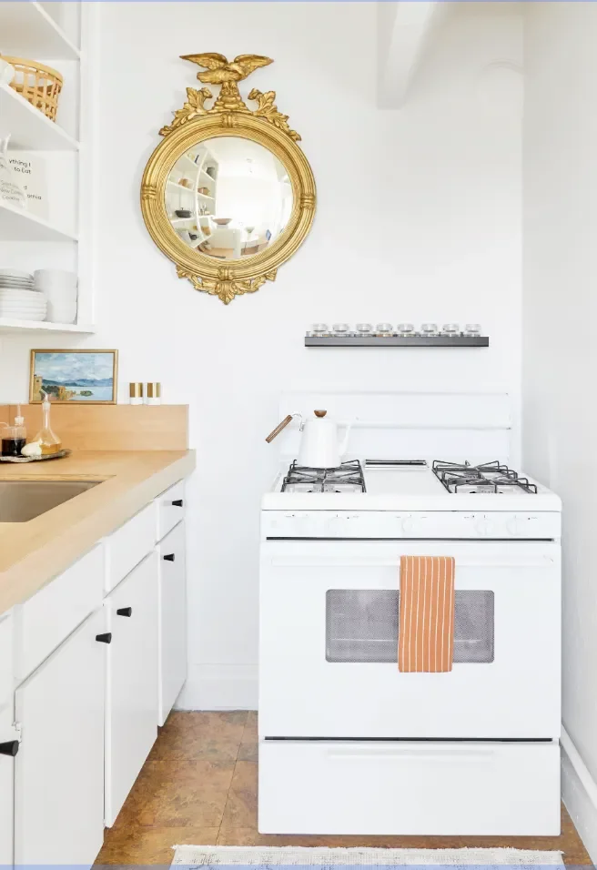 35 Stunning White and Gold Kitchen Designs for Ultimate Luxury White and Gold Kitchen With Butcher Block Countertops