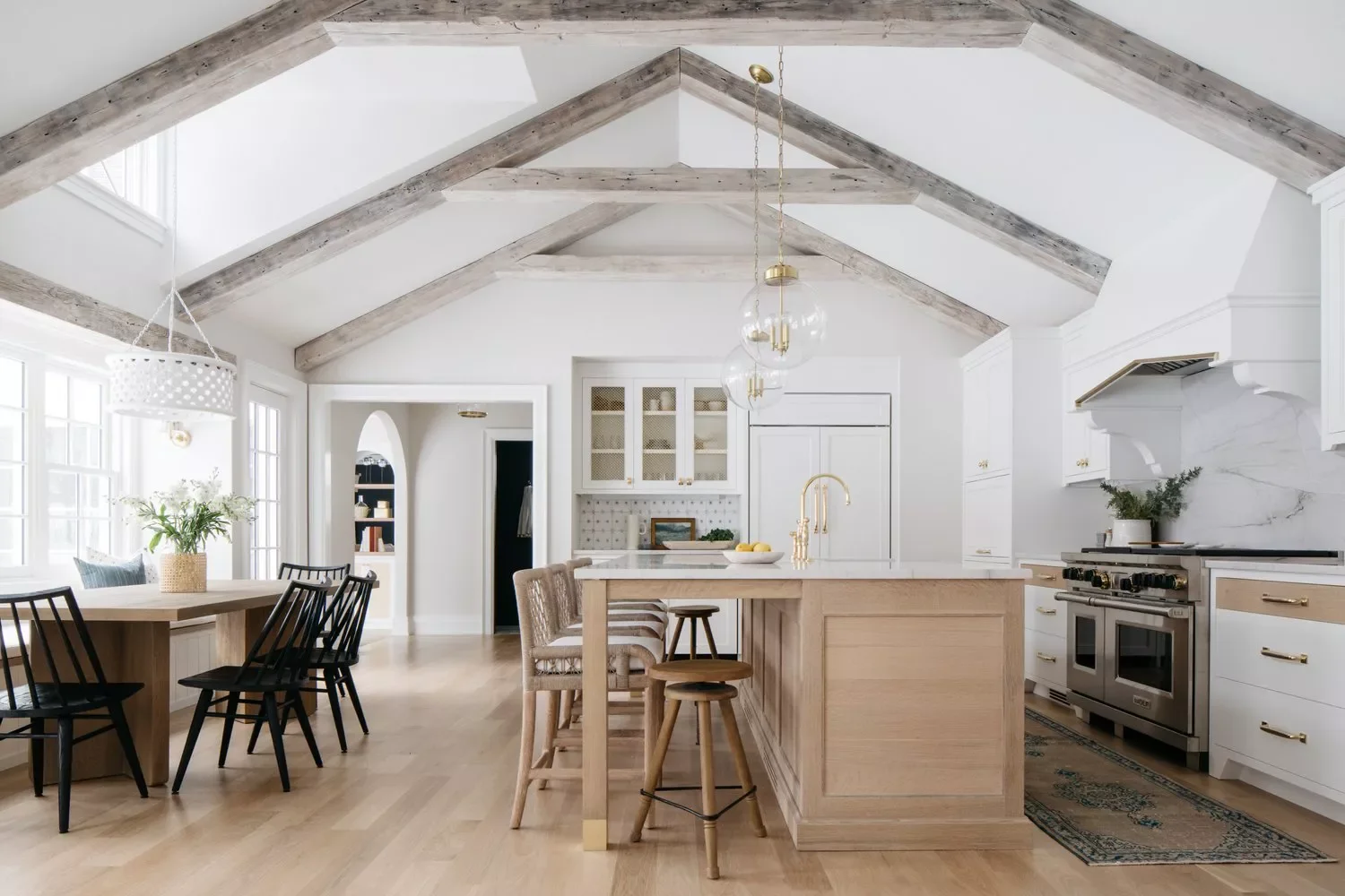 27 Stunning Vaulted Ceiling Ideas That Transform Kitchens Whitewashed Ceiling Beams