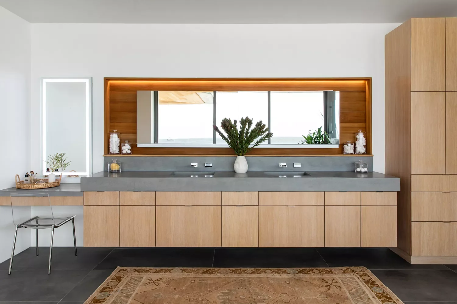 33 Japandi Bathroom Ideas for Ultimate Zen Transformation Wood-Clad Mirror Niche