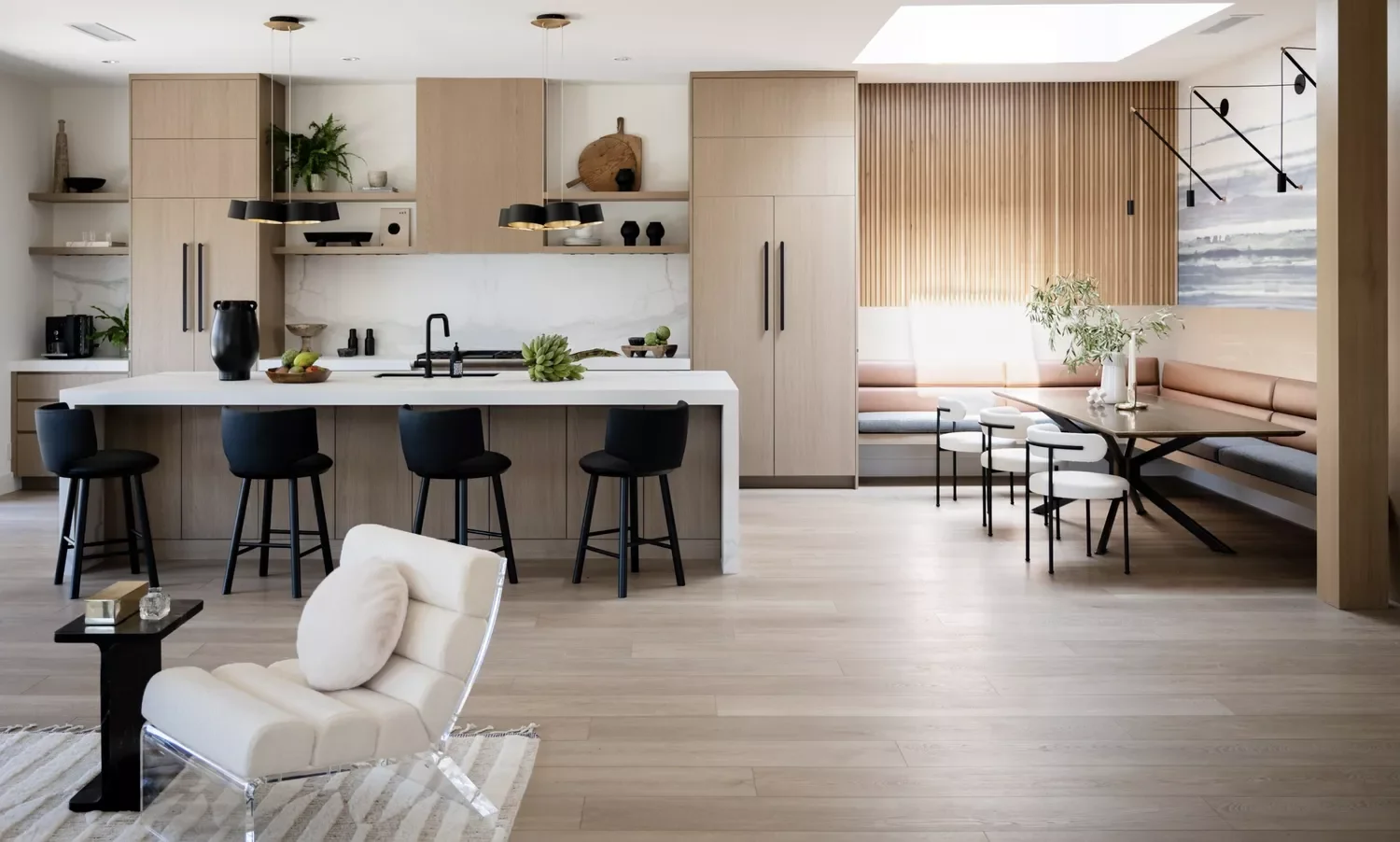 Wood Fluting and White Countertops