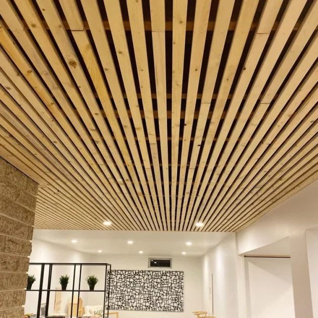 13 Basement Ceiling Ideas to Transform Your Space 6 Wood Slats