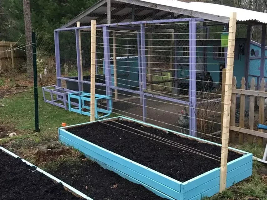 Wood and Twine Raised Bed Cucumber Trellis