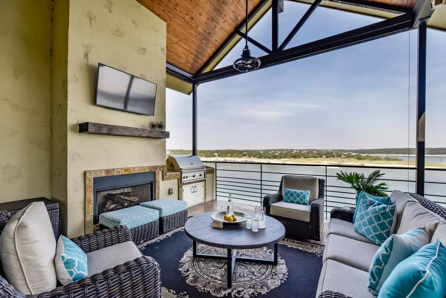 28 Stunning Porch Ceiling Designs That Will Transform Your Outdoor Space 17 Wooden Gable Porch Roof With Wrought Iron Details