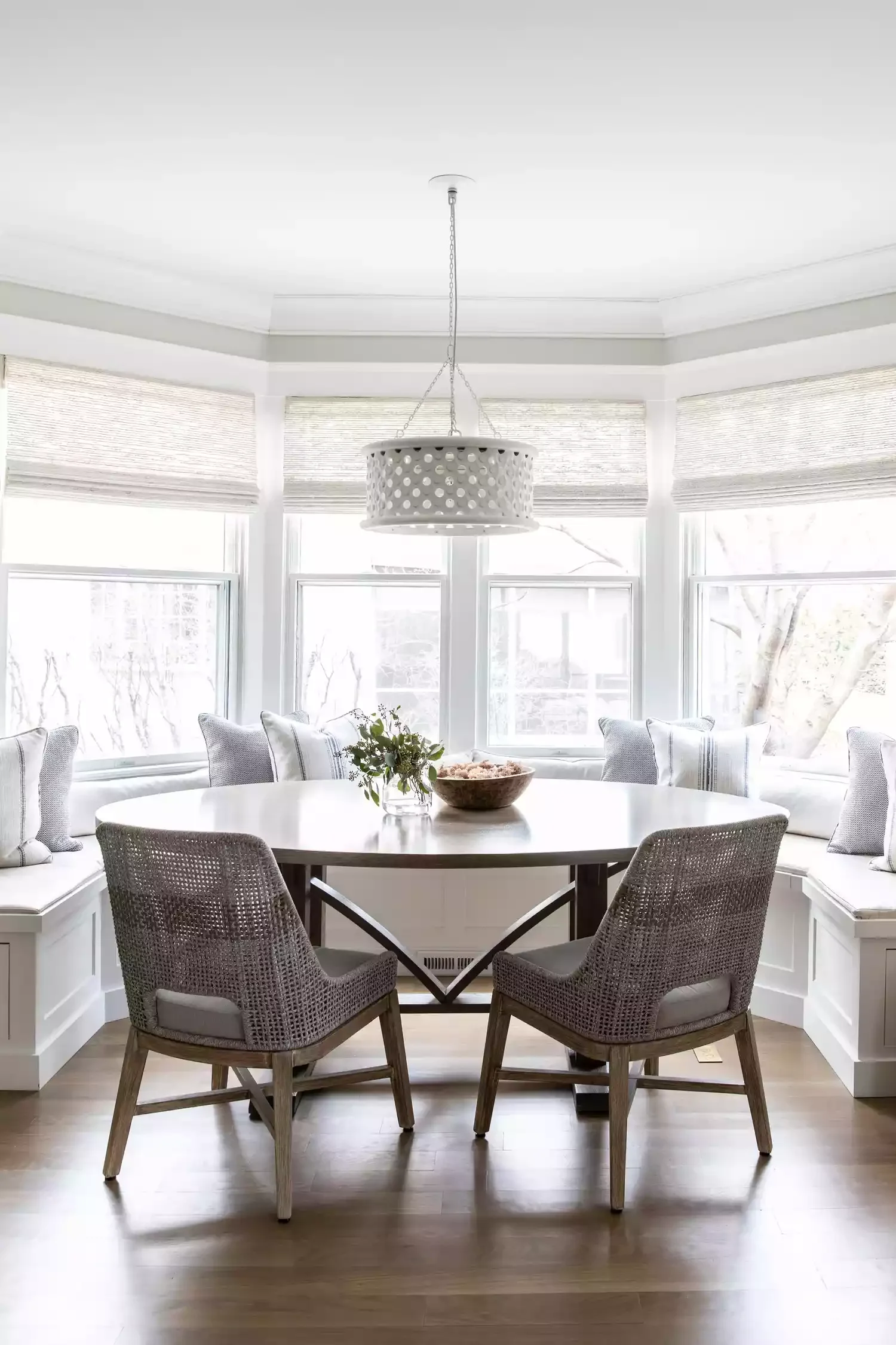 22 Creative Bay Window Dressing Ideas That Will Transform Your Space 7 Woven Wood Shades