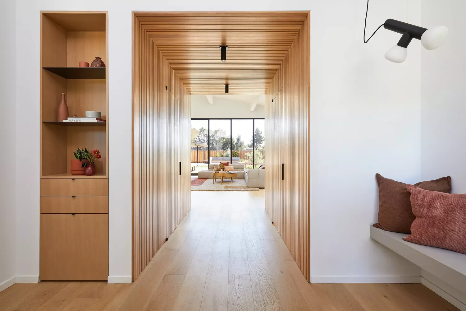 55 Wood Slat Wall Accent Ideas That Make Any Room Look Incredible Wrap the Ceiling