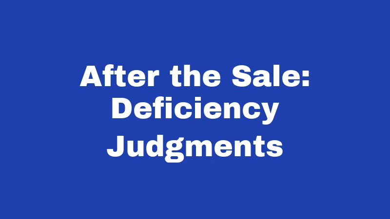 After the Sale: Deficiency Judgments