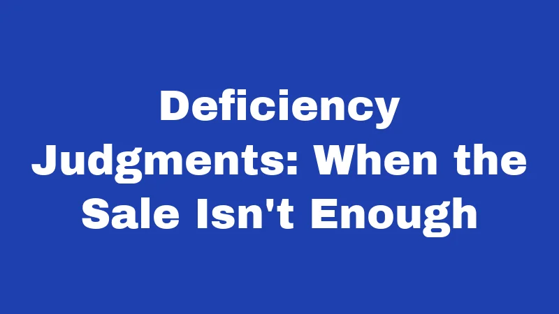 Deficiency Judgments: When the Sale Isn't Enough