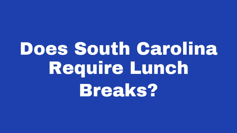 Does South Carolina Require Lunch Breaks?