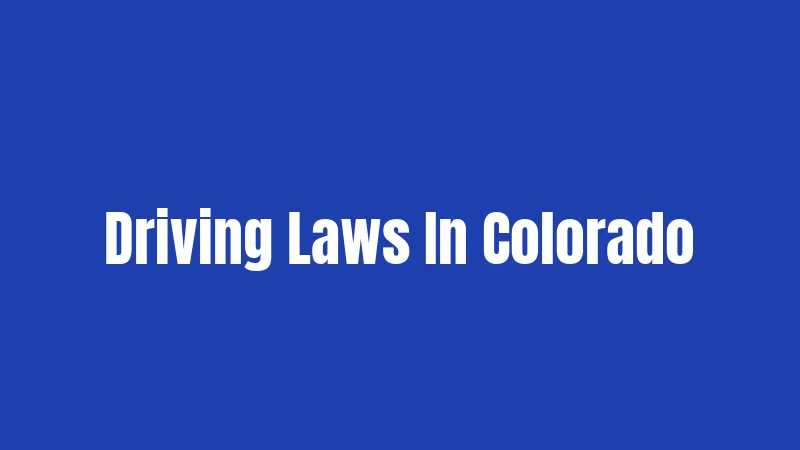 Driving Laws In Colorado