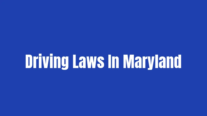 Driving Laws In Maryland