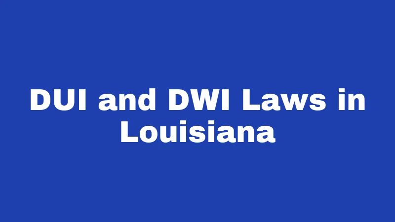 DUI and DWI Laws in Louisiana