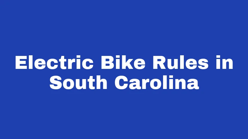 Bicycle Laws in South Carolina (2026): Rules Every Rider Must Know 4 Electric Bike Rules in South Carolina