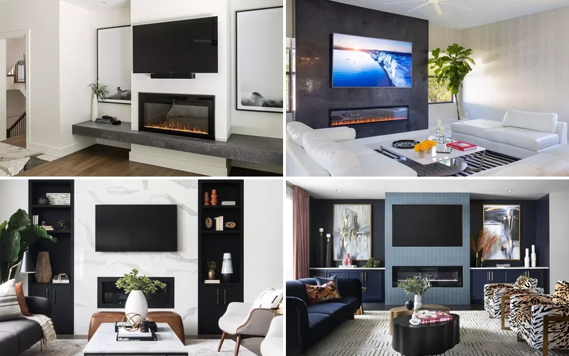electric fireplace ideas with tv above featured