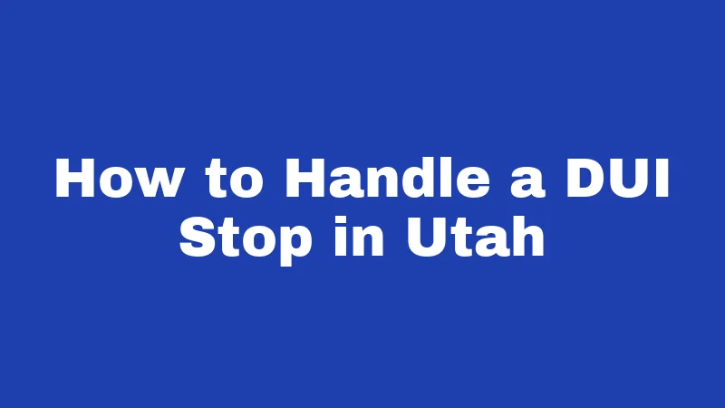 DUI Laws in Utah (2026): Stricter Than You Think 6 How to Handle a DUI Stop in Utah