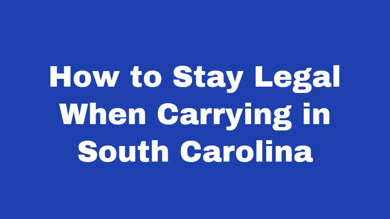 Gun Laws in South Carolina (2026): Big Changes You Must Know 5 How to Stay Legal When Carrying in South Carolina
