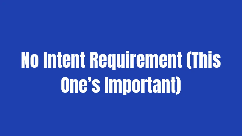 No Intent Requirement (This One’s Important)
