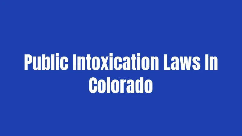Public Intoxication Laws In Colorado