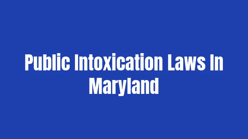Public Intoxication Laws In Maryland