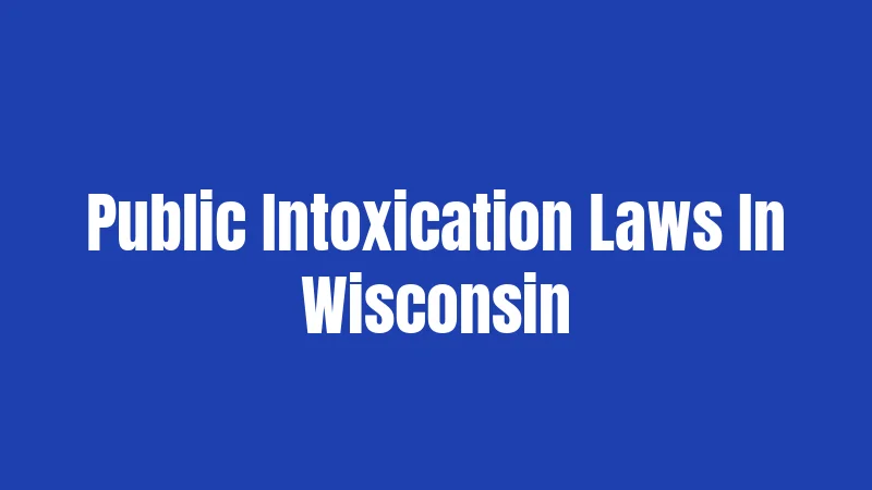Public Intoxication Laws In Wisconsin